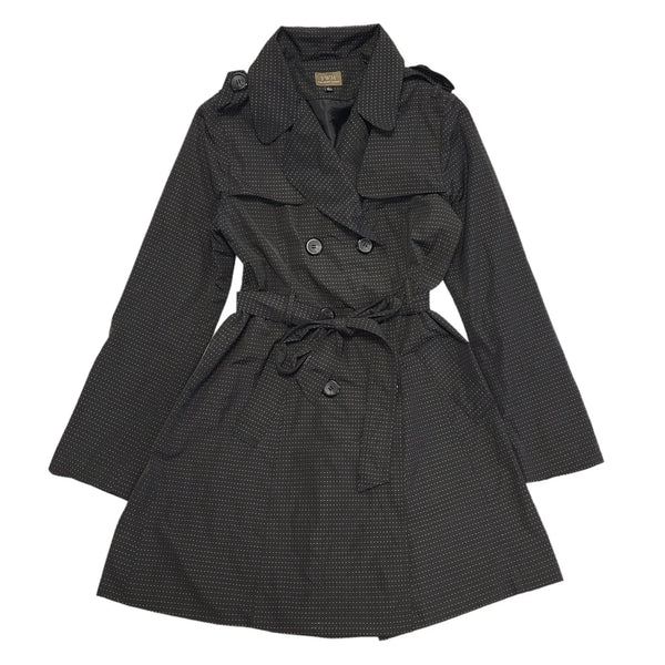 FWM Black Grey Polka Dot Button Coat Uk Women's Size 14 CC50