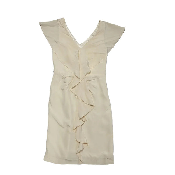 Coast Freyja Cream Frill Summer Silk Dress Women's BNWT UK L 12 K914