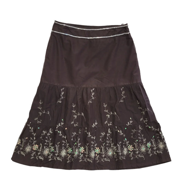 Sixth Sense Brown Vintage Y2K  Pleated Skirt Uk Women's Size 14 W32