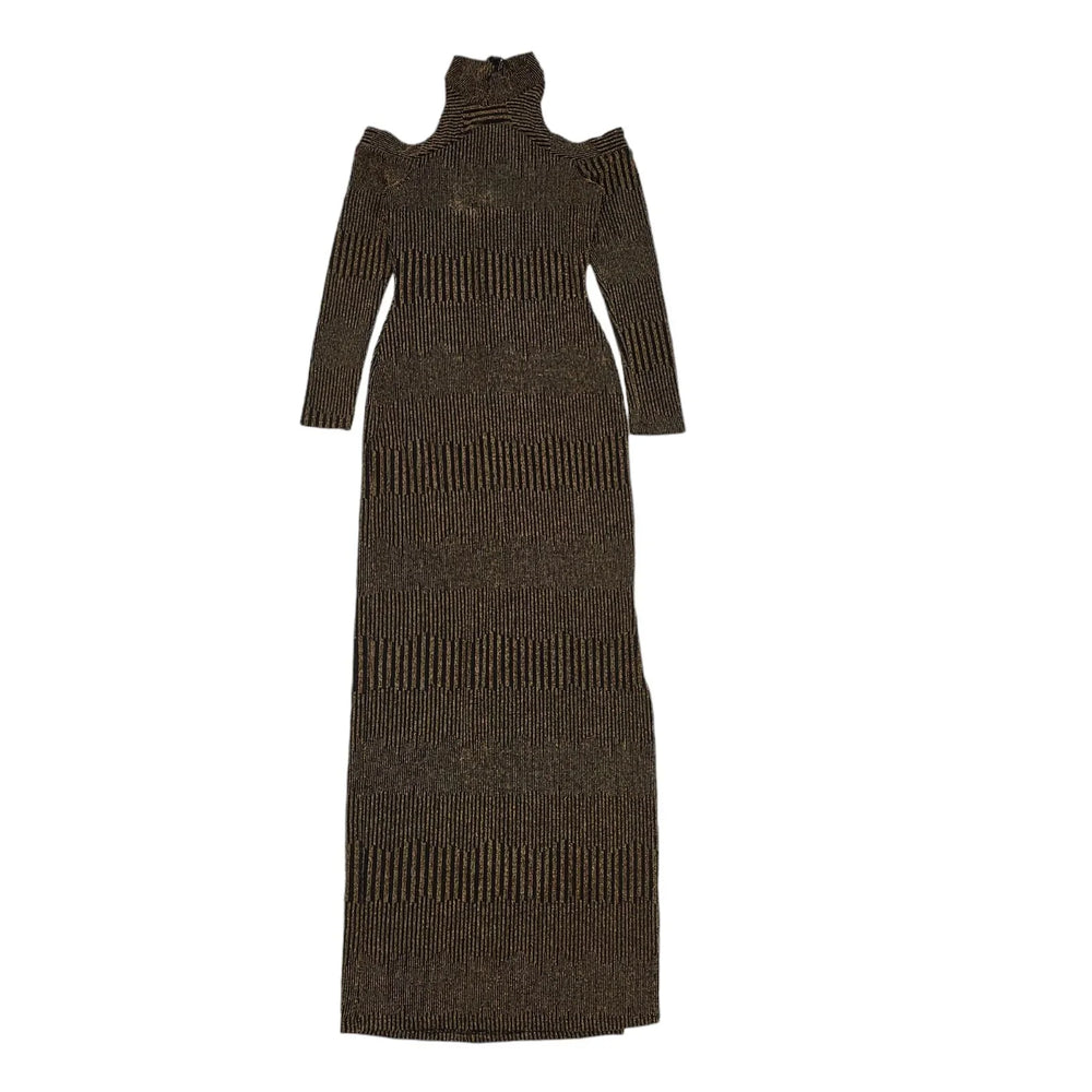 Coast Gold Glitter Fitted Long Sleeve Maxi Dress UK Women's 8 Bnwt BB769