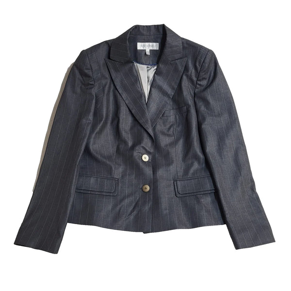 Quin Donnelly Suit Jacket Y2k Dark Grey Striped UK Women's Size L 12