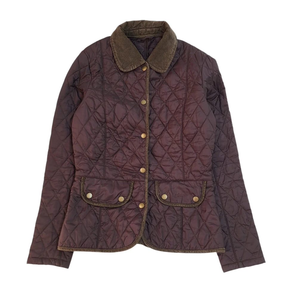 Barbour Vintage Purple Snap Fasten Quilted Jacket Uk Women's Size 8 EE292