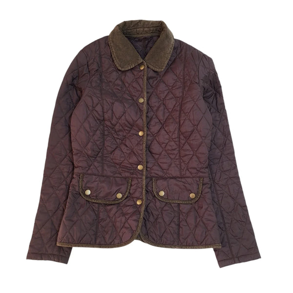 Barbour Vintage Purple Snap Fasten Quilted Jacket Uk Women's Size 8 EE292