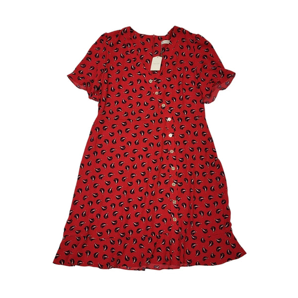 Oasis Red Black Boats Short Sleeve Casual Dress Uk Women's Size 18 Bnwt EE82