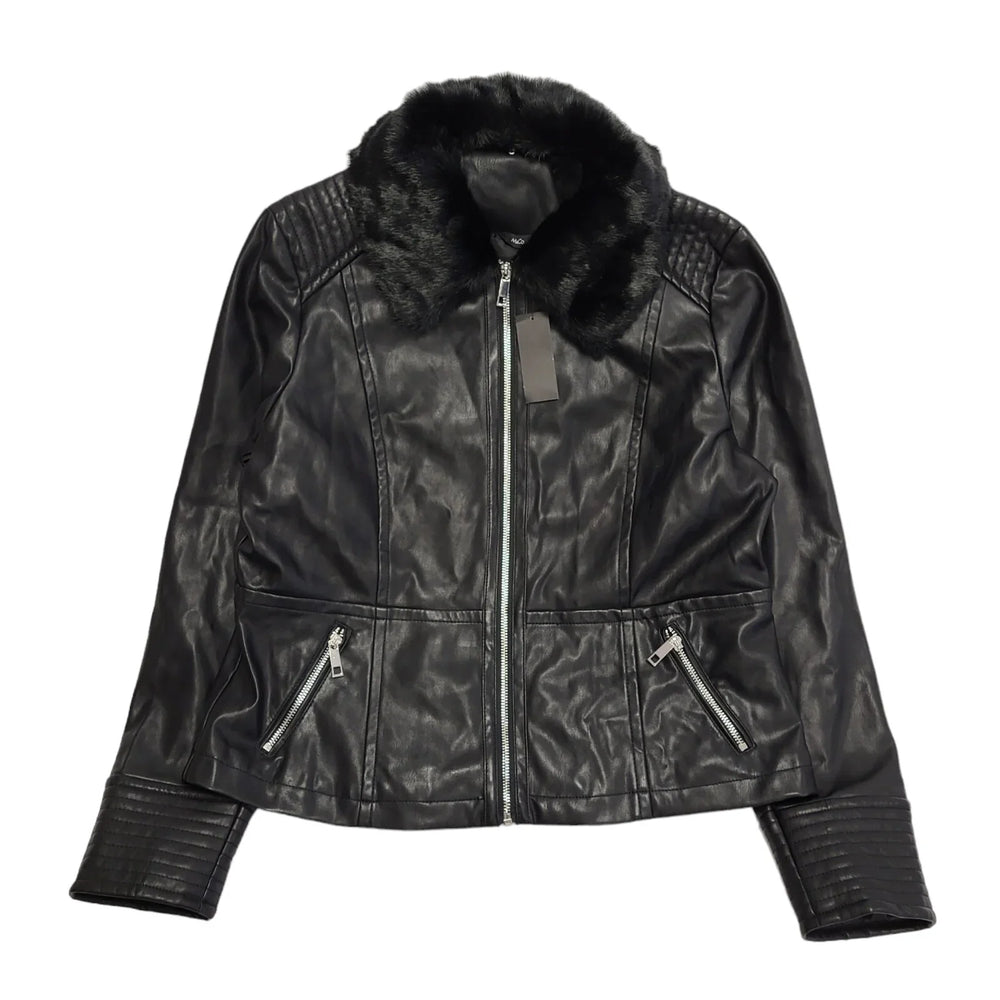 M&Co Black Zipped Faux Leather Jacket Uk Women's 16 BB211