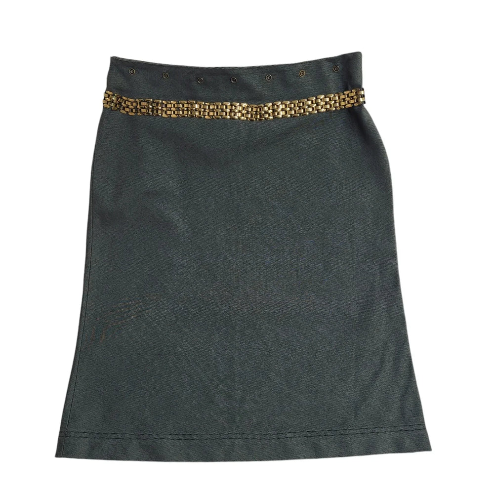 Valentino Jeans Green Zipped Straight Skirt Uk Women's Size 14 W32 Bnwt EE685