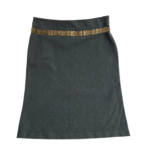 Valentino Jeans Green Zipped Straight Skirt Uk Women's Size 14 W32 Bnwt EE685