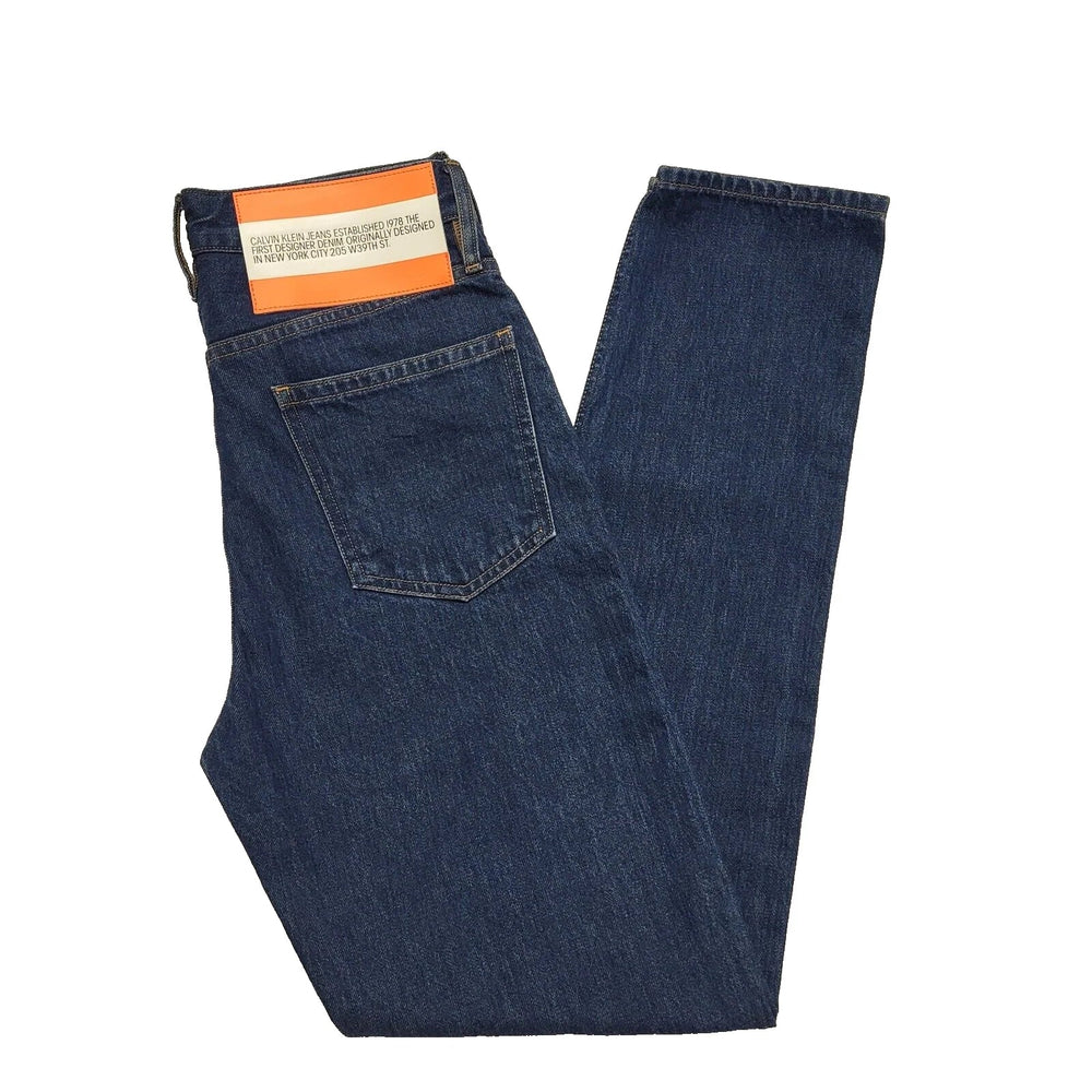Calvin Klein Dark Blue Tapered Zipped Denim Jeans Men's XS W28 L32 Bnwt CC500