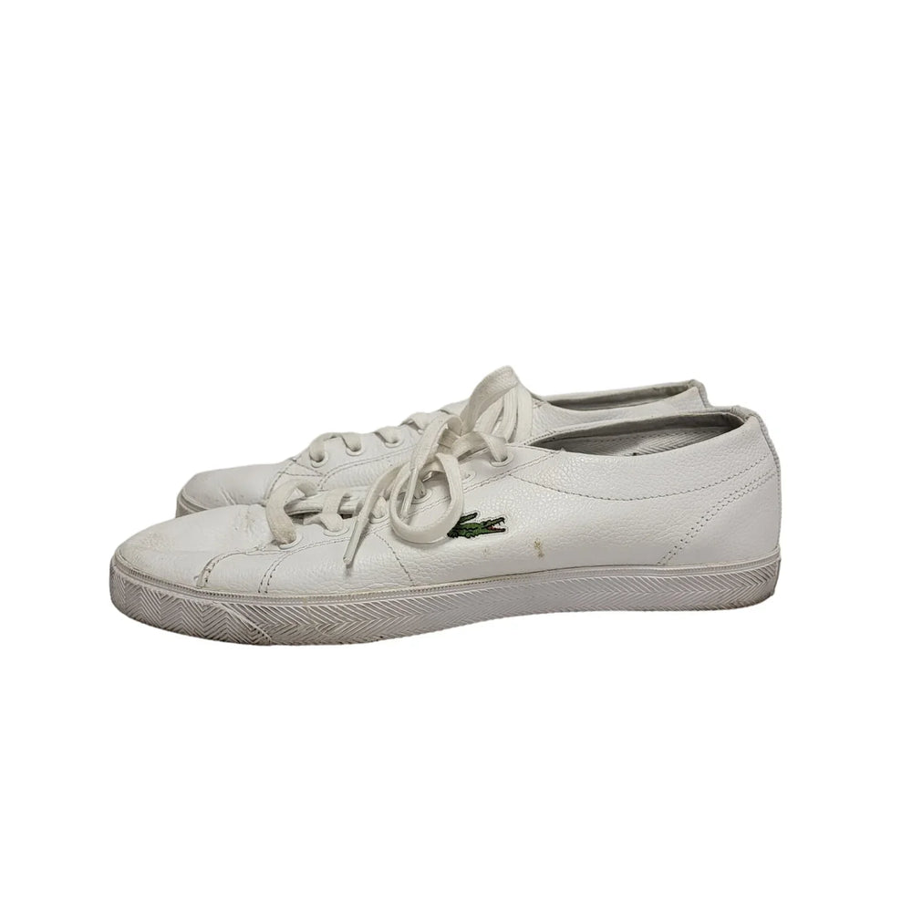 Lacoste Riberac White Leather Lace Up Trainers Uk 5