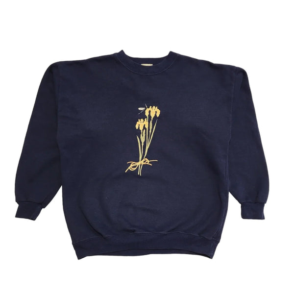 Oak Tree Vintage 90's Blue Floral Cottage Core Sweatshirt Women's UK Size L/XL
