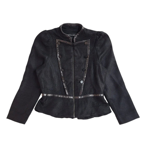 Bettina Liano 90s Black Button Full Zip Jacket UK Women's Size 12