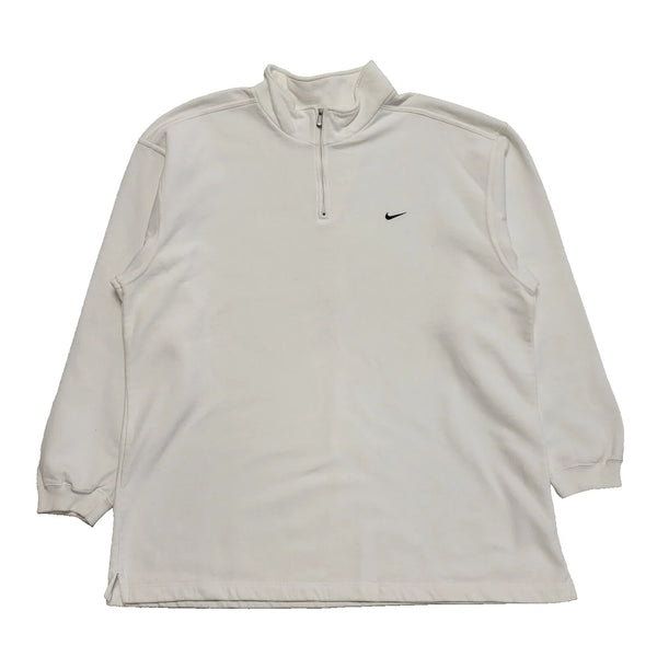 Nike White 90s Vintage 1/4 Zip Active Wear Sports Top Uk Men's Size 2XL