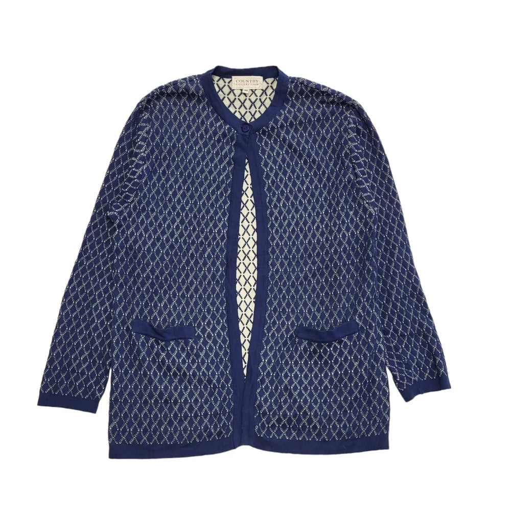 Country Collection Blue 80s Vintage Button Cardigan Uk Women's Size M