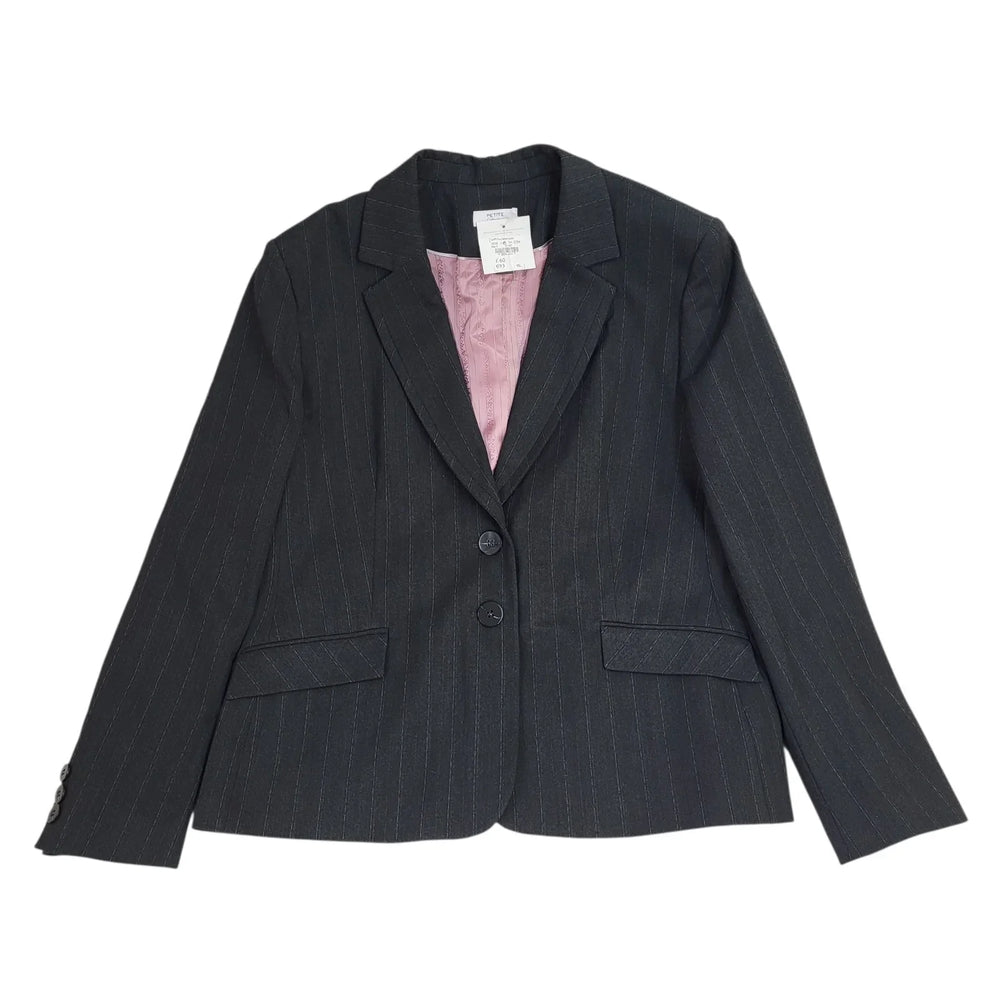 Petite Collection Dark Grey Striped Suit Jacket Uk Women's 3XL 18 Bnwt L760