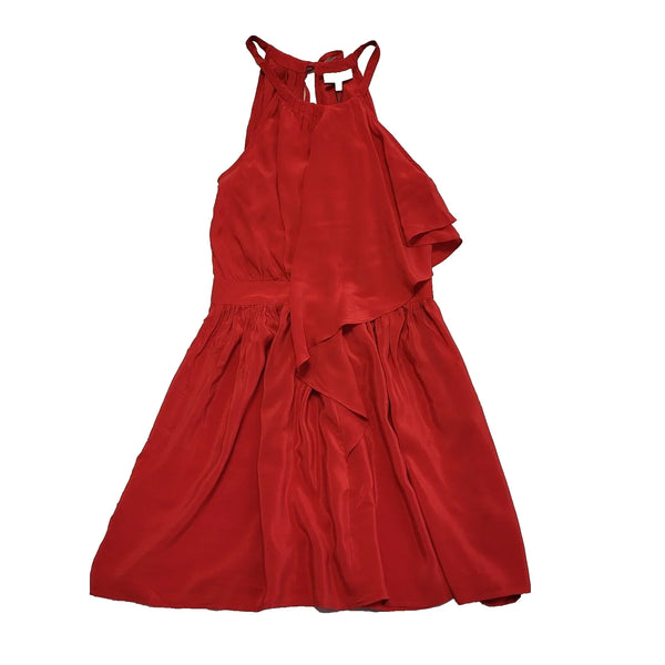 Next Red Silk Sleeveless Skater Dress Uk Women's Size 10 Bnwt L707