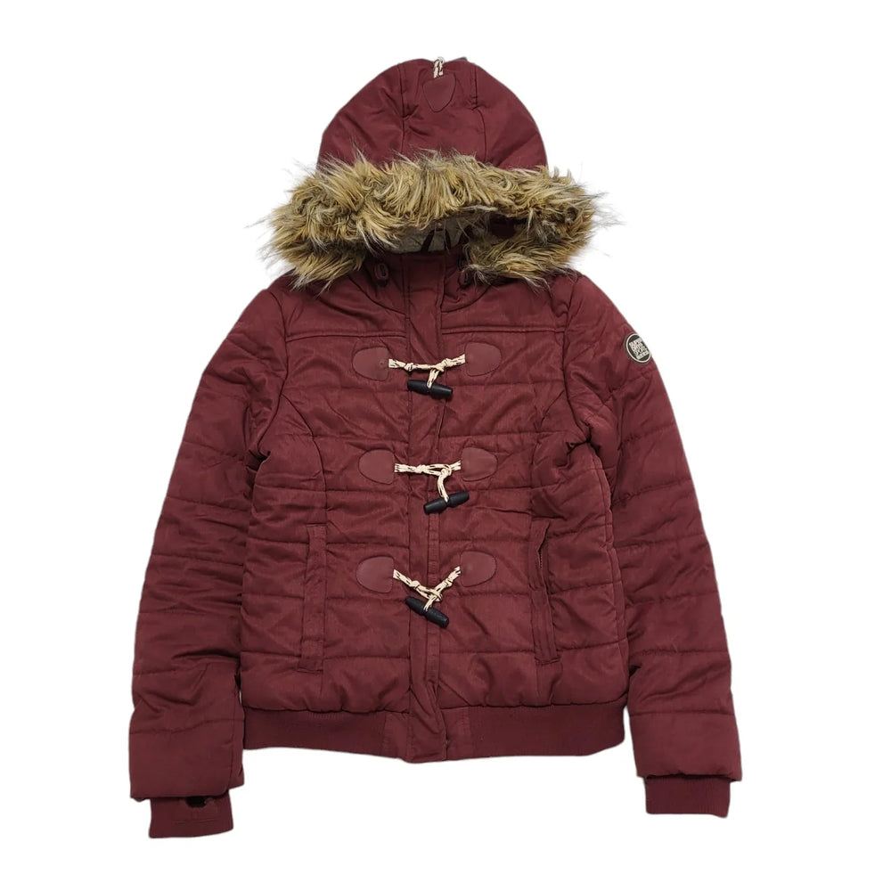 Superdry Sport Burgundy Zipped Hooded Jacket Women's UK L 12 H619