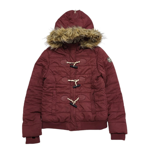 Superdry Sport Burgundy Zipped Hooded Jacket Women's UK L 12 H619