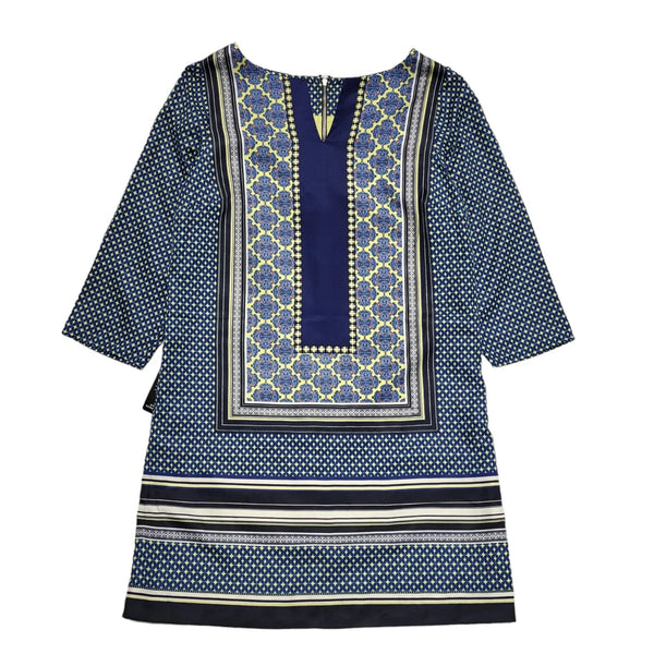 The limited Blue Geometric Summer Tunic Dress UK Women's M 10 Bnwt K906