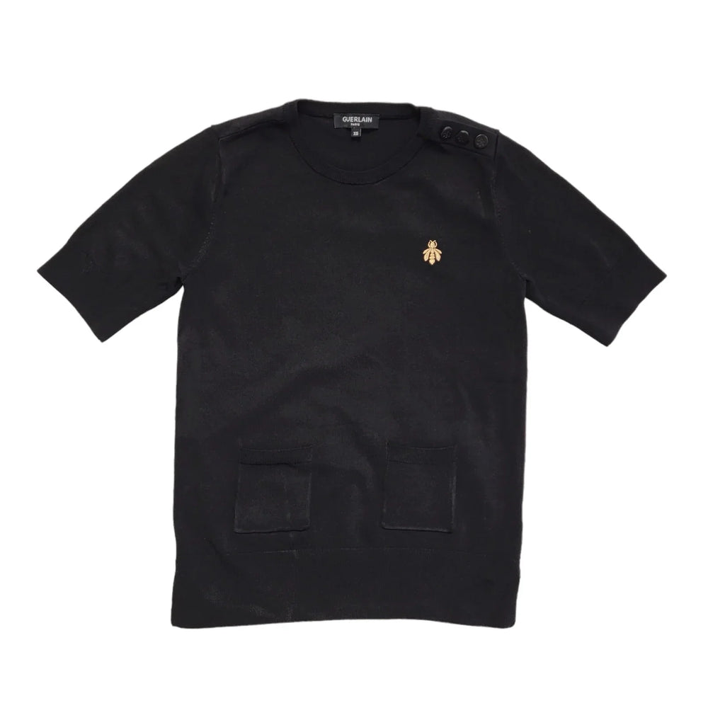 Guerlain Paris Black Short Sleeve Top Womens UK XS CC771