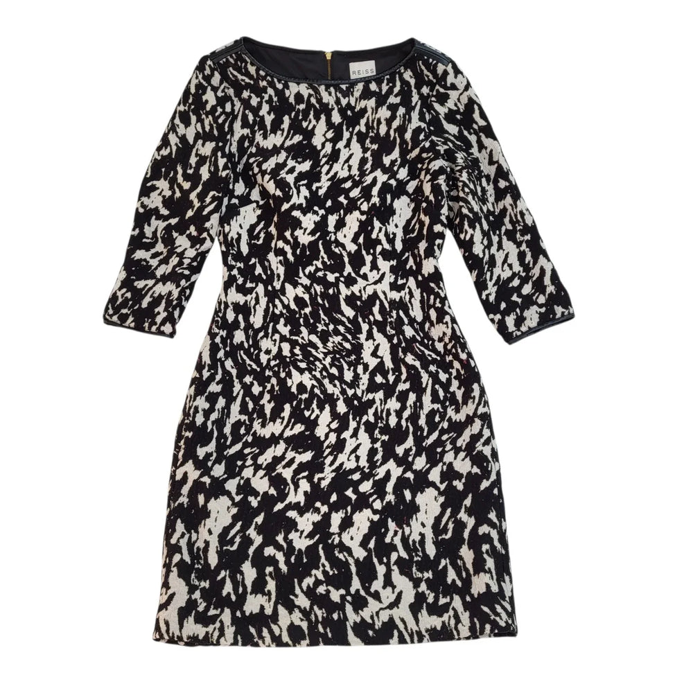 Reiss Jacques Dress 3/4 Sleeve Textured Bodycon Uk Women's Size 8 L914