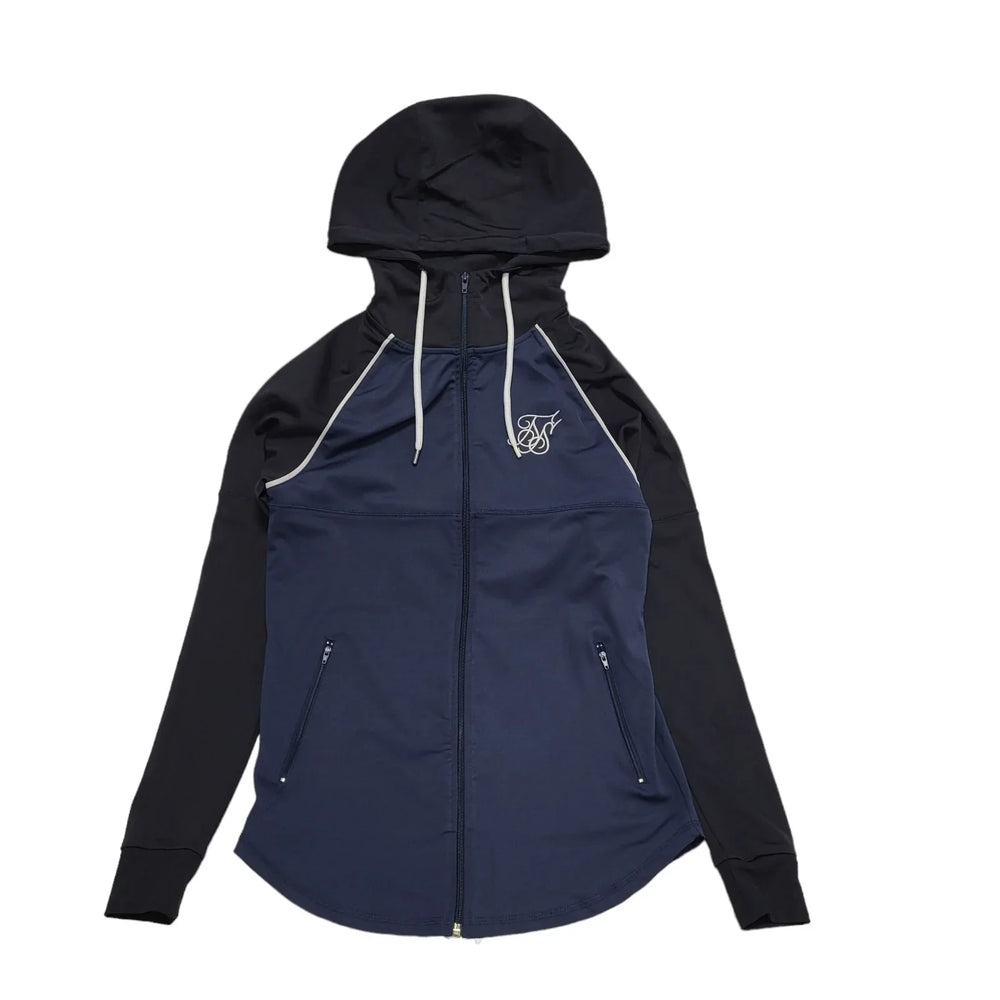 Siksilk Black Navy Sports Hooded Track Jacket UK Men's Extra Small H734