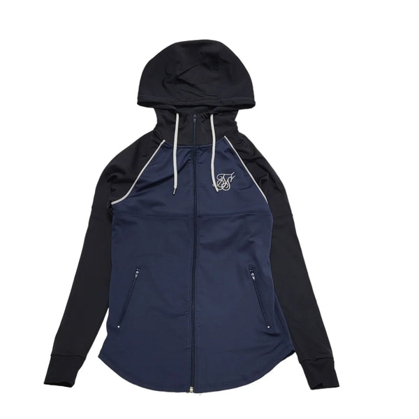 Siksilk Black Navy Sports Hooded Track Jacket UK Men's Extra Small H734