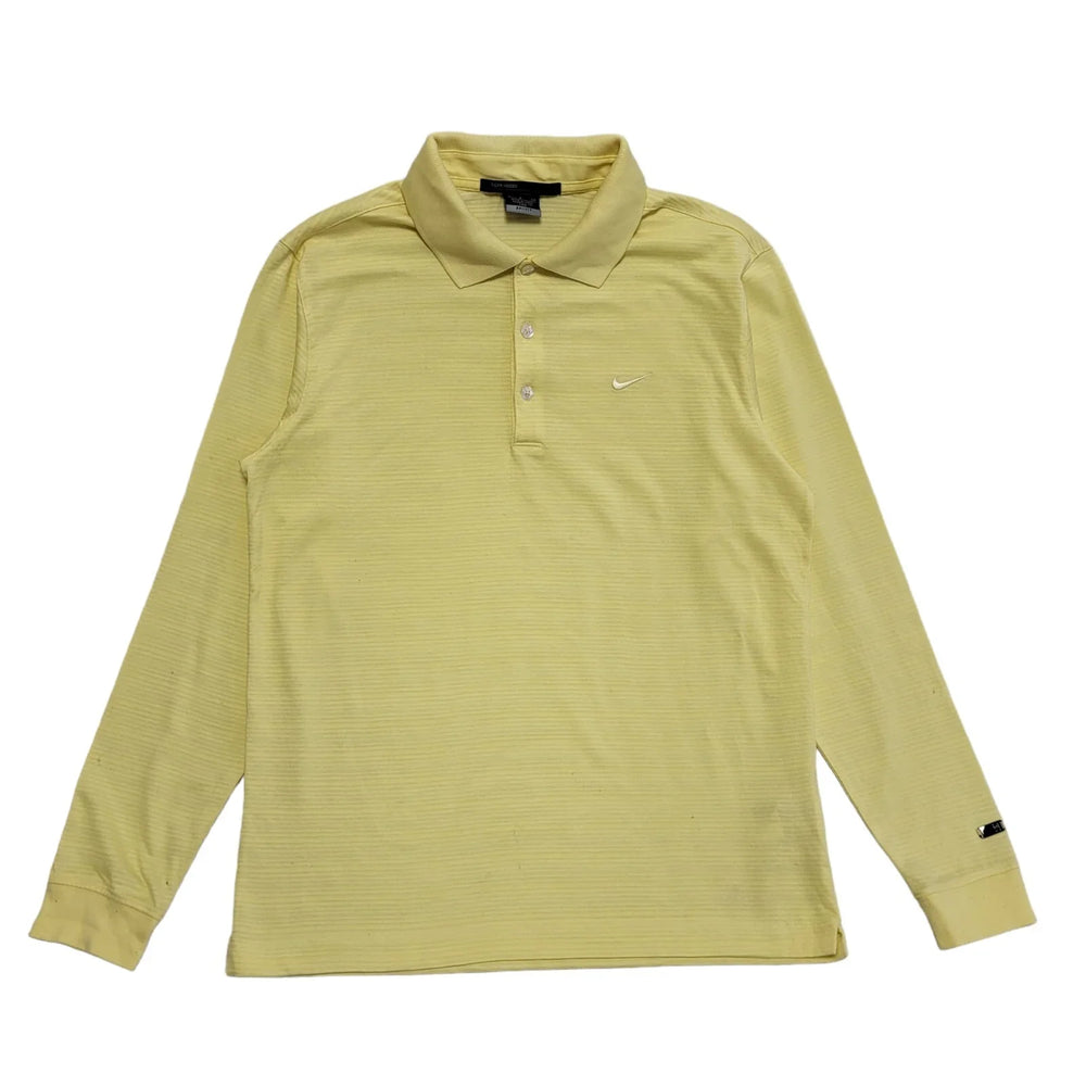 Nike Dri-Fit Yellow Long Sleeve Polo Slim Fit T-Shirt Uk Men's Small EE15
