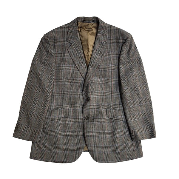 Burberrys Vintage 80s Brown Plaid Suit Jacket Uk Men's Size L 42" FF55