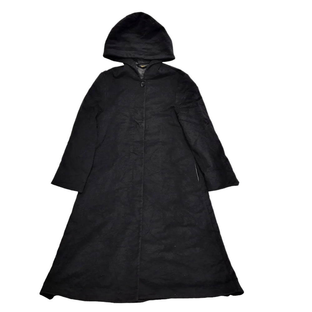 Marks & Spencer 90s Vintage Hooded Black Coat Women's Size 10