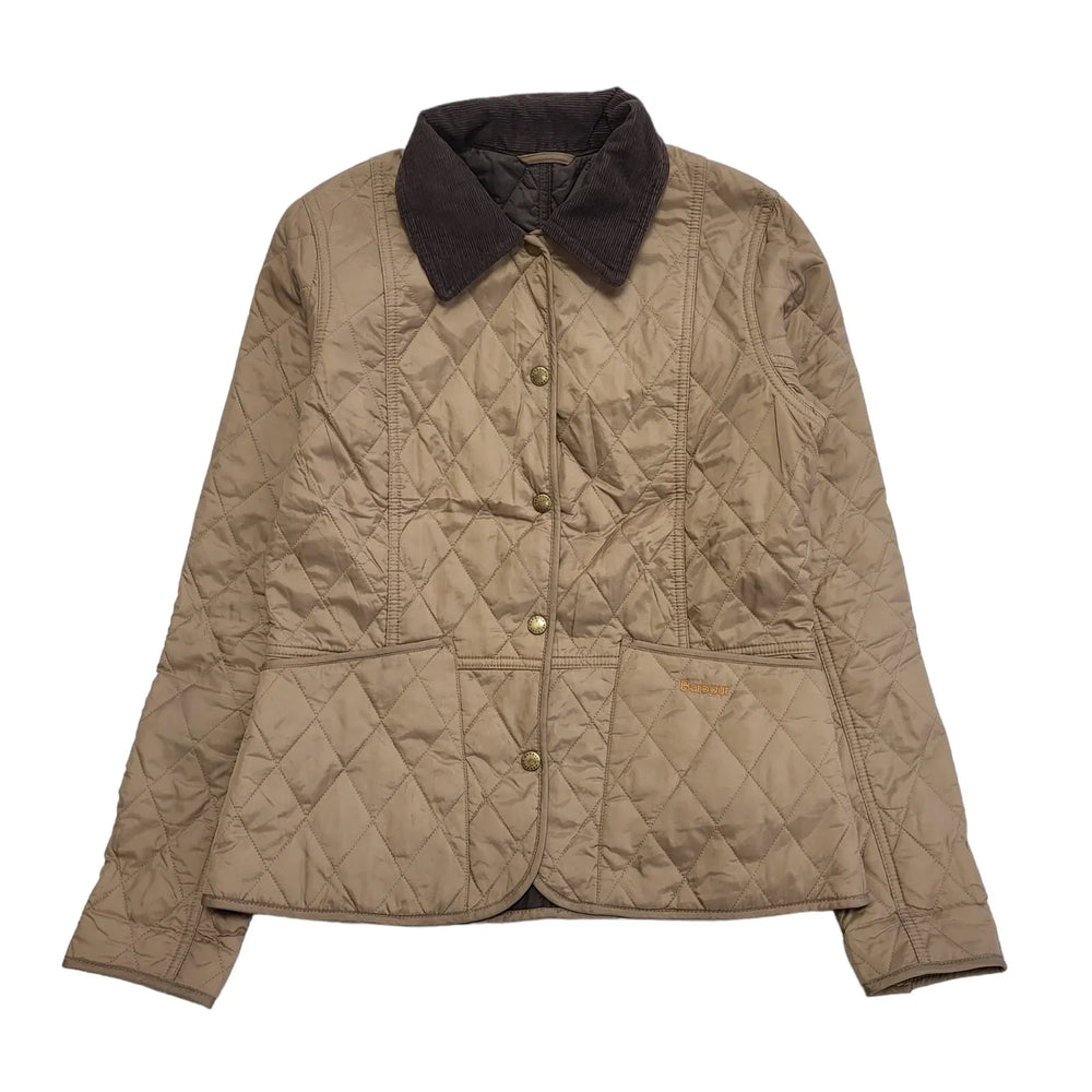 Barbour Liddesdale Sand Snap Fasten Quilted Jacket Women's UK 8 H211