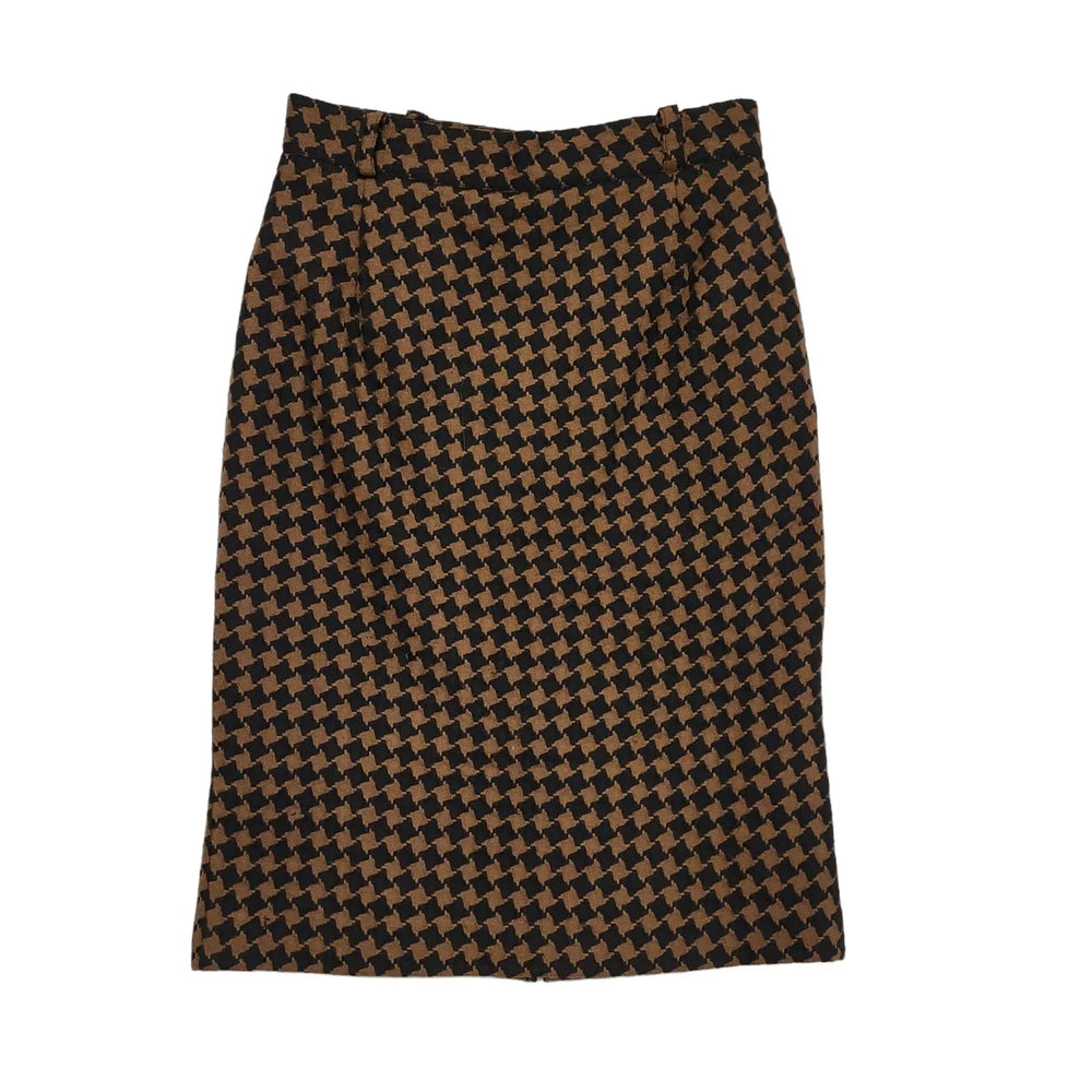 Whimsy Vintage 80's Brown & Black Houndstooth Straight Skirt Women's UK 14 W28
