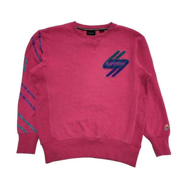 Superdry Sweatshirt Crew Neck Long Sleeve Pink Womens Size L G412