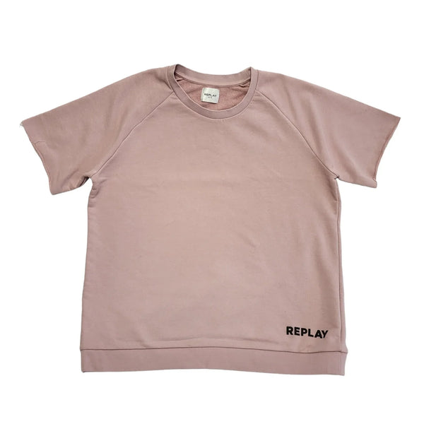 Replay Pink Sweatshirt Short Sleeve Round Neck Womens Size 3XL DD609