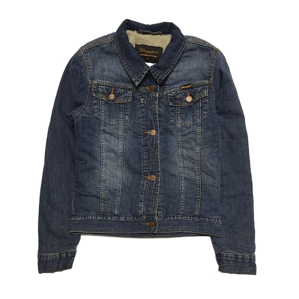 Wrangler Faded Blue Button Front Denim Fleece Jacket uk Women's  S K974