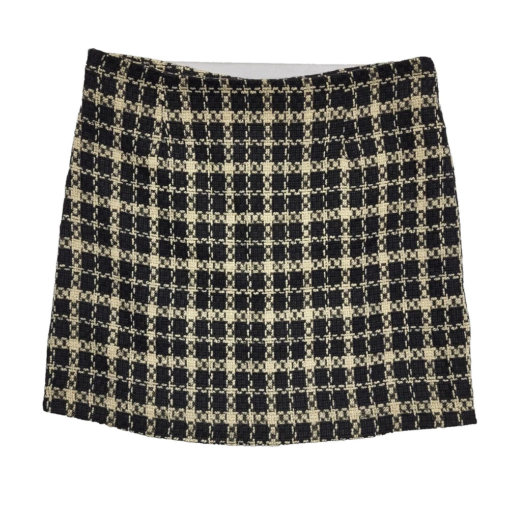 Soya Concept Check Skirt Black Beige Zip Back Uk Women's Size 16 W34 L77