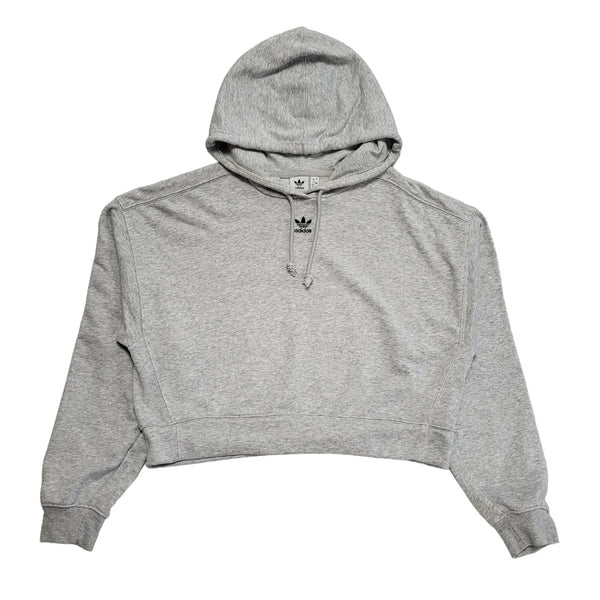 Adidas Grey Cropped Sports Hoodie Drawstring Womens UK Size 12 DD605
