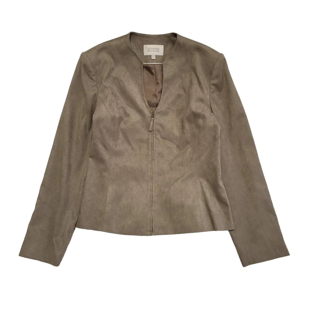 Next Vintage Y2K Brown Faux Suede Jacket Uk Women's Size 14