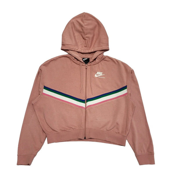 Nike Pink Sports Hoodie Full Zip Cropped Womens UK Size S CC744