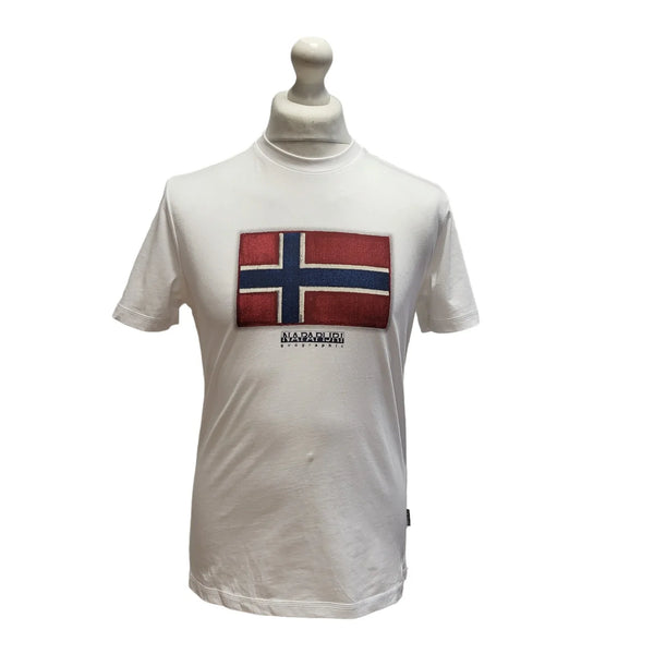 Napapijra T-Shirt Short Sleeve White BNWT Mens UK Size S CC920