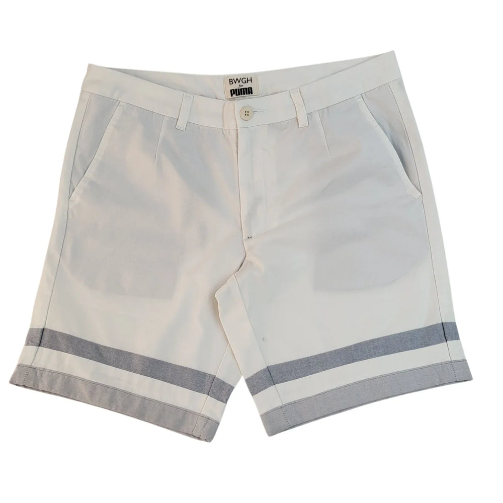 Puma Chino Shorts White Grey Striped Beach Bnwt Uk Men's L W34 L981
