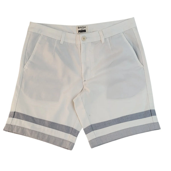 Puma Chino Shorts White Grey Striped Beach Bnwt Uk Men's L W34 L981