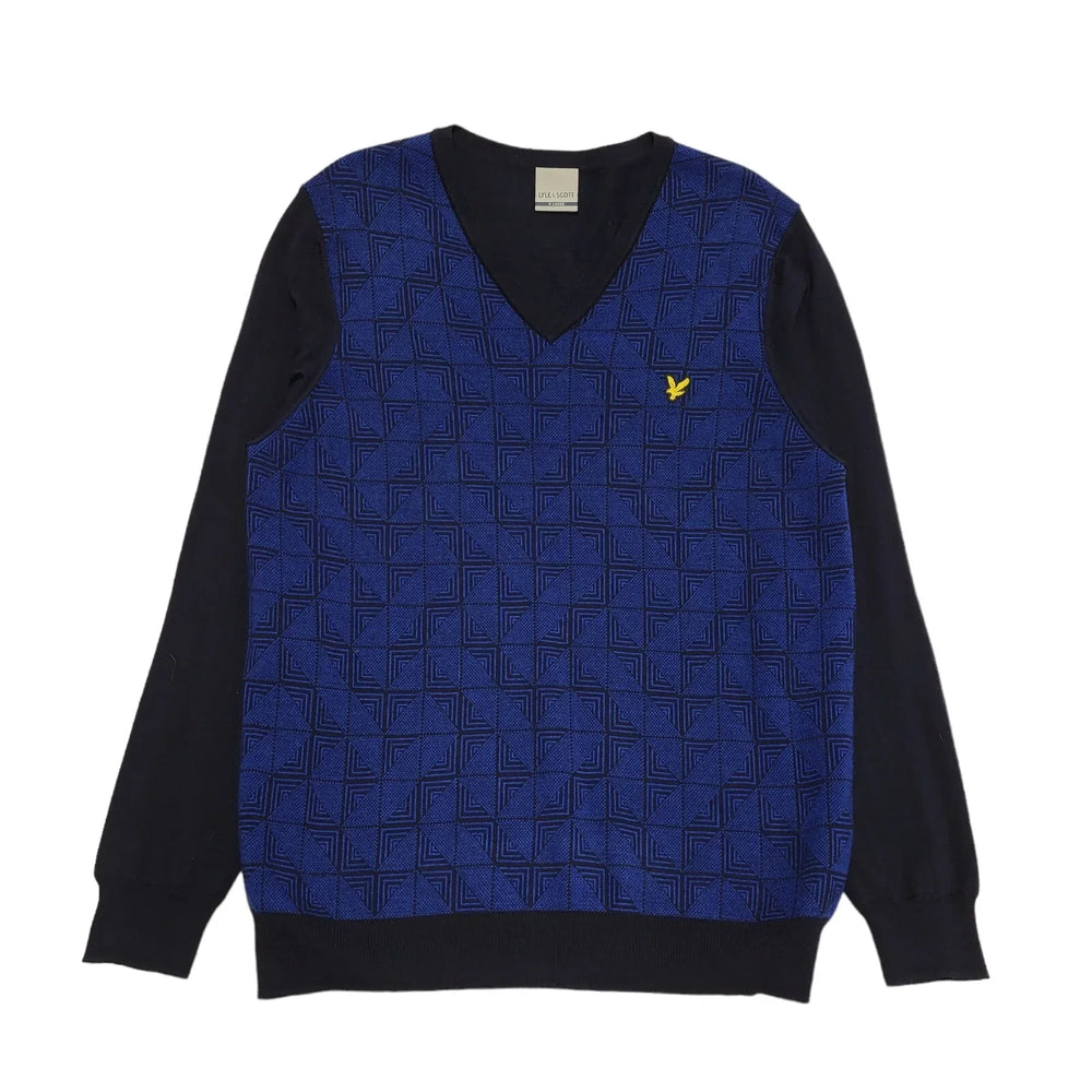 Lyle & Scott  Golf Jumper V-Neck Blue Mens UK Size XL BB577