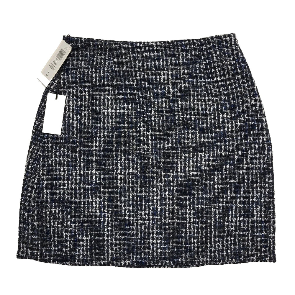 Babaton Navy Tweed Side Zip Pencil Skirt Uk Women's Size Small Bnwt BB948
