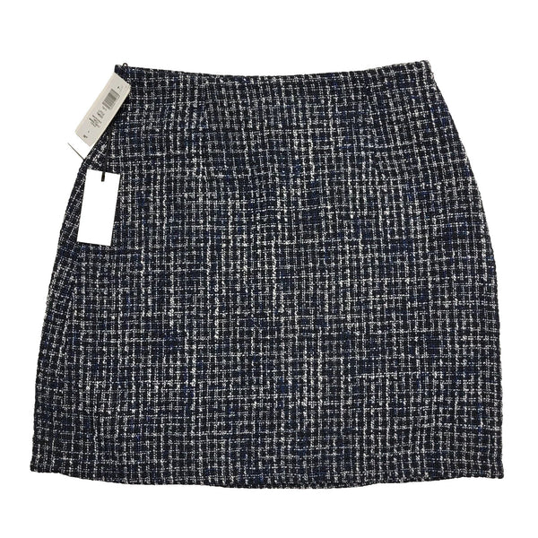 Babaton Navy Tweed Side Zip Pencil Skirt Uk Women's Size Small Bnwt BB948
