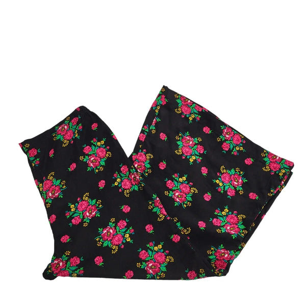 Khaadi Vintage Y2K Black Floral Wide Leg Trousers Womens Size 14 W32 L24