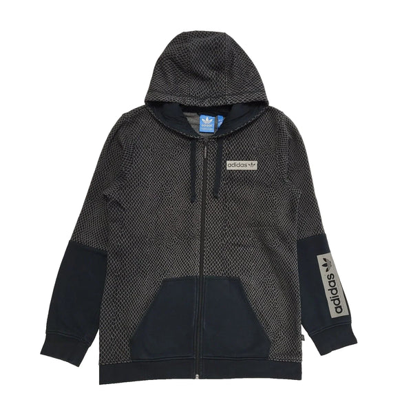 Adidas Snake Skin Print Black Zipped Sweatshirt Hoodie Uk Men's Medium L430