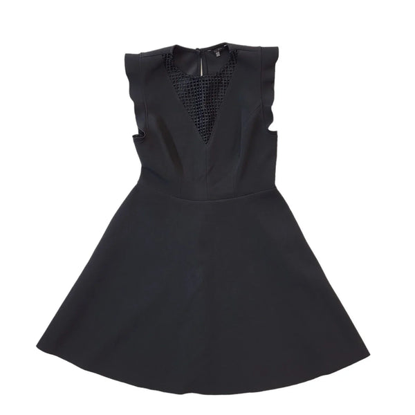 Next Black Lace Front Cap Sleeve A-Line Formal Dress Women's UK 16 G762