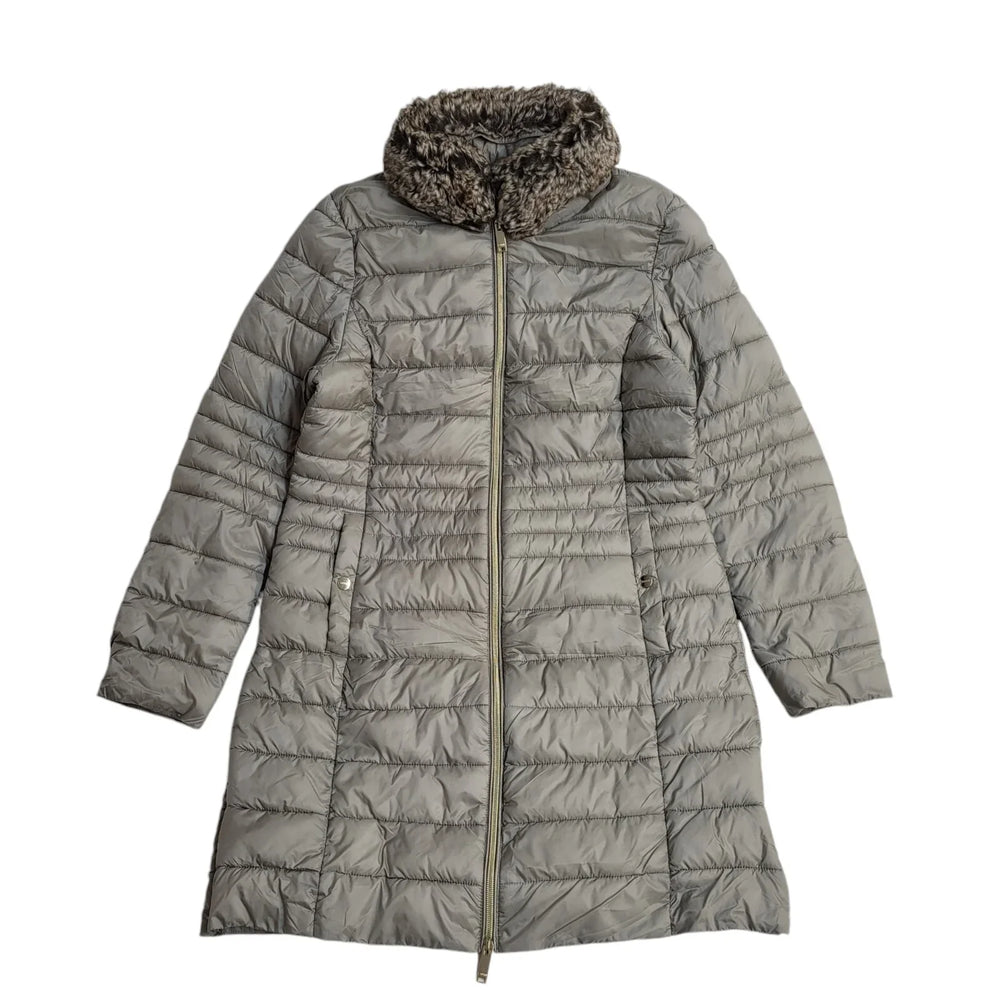 Esprit Grey Vintage 80s Zipped Quilted Rain Coat Uk Women's Size M