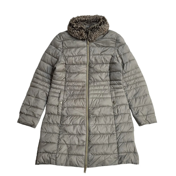 Esprit Grey Vintage 80s Zipped Quilted Rain Coat Uk Women's Size M