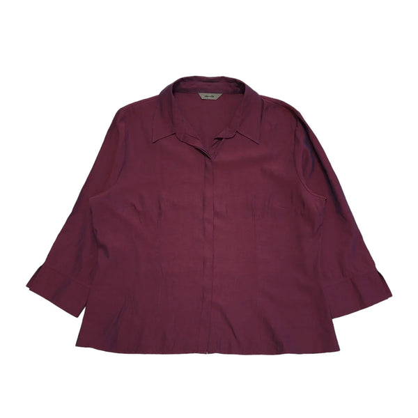Amaranto Vintage 90's Purple Metallic 3/4 Length Sleeve Shirt Women's UK Size 18
